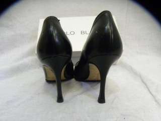 MANOLO BLAHNIK black leather pump shoes 38/7 7.5  