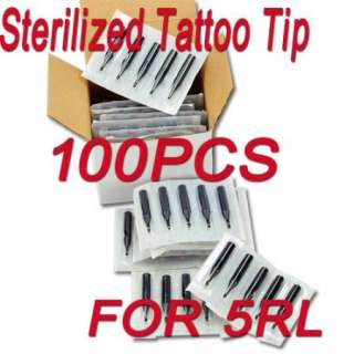 100 PCS NEW Black Disposable Plastic Sterilized Tattoo machine Tips 