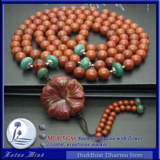 Lotusmind Bloodstone 8mm 108 mala flower counter 2 desg  