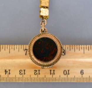   Gold F 2 Sided Bookchain Bloodstone Tigers eye Locket Necklace  
