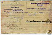 1907 Wells Fargo & Co Letterhead Bloomington CA  