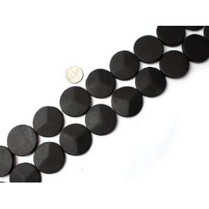  30mm coin wave brazil black agate beads strand 15 