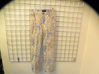 BLUMARINE JEANS cotton pants.Beige, blue, white and green floral print 