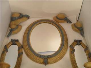 Vintage Homco Blue Ribbon Wicker Mirrors & Hats Burwood  