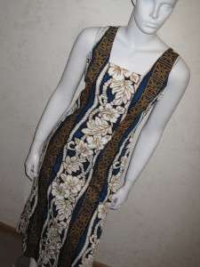 Hawaiian Maxi Dress Royal Creations Blue w Hibiscus  