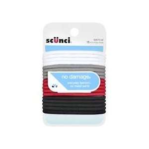    Scunci White, Grey, Red & Black Elastic Hair Bands, 18 ct Beauty