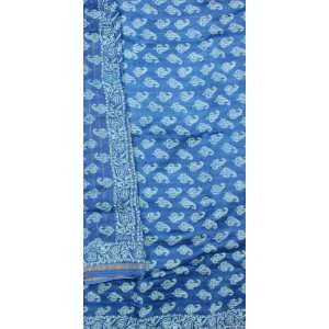  True Blue Chanderi Suit with All Over Printed Paisleys 