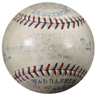 Circa 1927 28 HOF & Stars (6 Signatures) Autographed AL Baseball Lou 