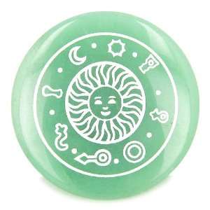 Positive Energy Talisman of Sun Green Aventurine Magic Gemstone Circle 