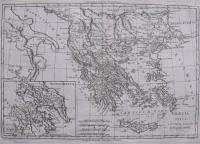 1782 BONNE ANTIQUE MAP GREECE, GRAECIA VETUS MACEDONIA  