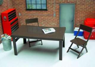 18 Scale Table and Chairs for Office or Garage for Dioramas  