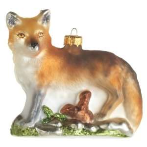   of 6 Decorative Blown Glass Fox Christmas Ornaments 4