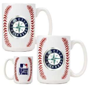  Seattle Mariners MLB 2pc Ceramic Gameball Mug Set 