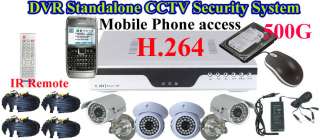 500G HDD H.264 Net DVR CCTV Security CCD Dome Camera Home Surveillance 