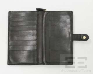 Bottega Veneta Black Intrecciato Leather Checkbook Wallet  