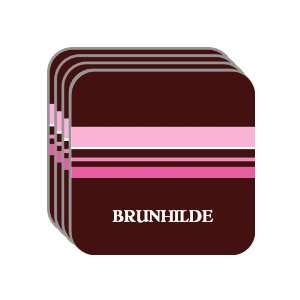 Personal Name Gift   BRUNHILDE Set of 4 Mini Mousepad Coasters (pink 