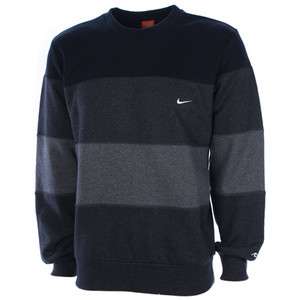 Nike Mens Black Striped Fleece Sweater Jumper Sweatshirt Top 362811 