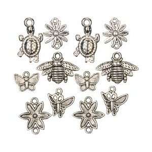  Cousin Symbolize Metal Charms 12/Pkg Insect & Flower Mix 