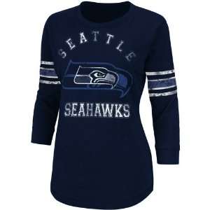 Seattle Seahawks Womens Victory Is Sweet Navy 3/4 Sleeve 