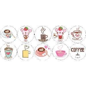    Set of 10 COFFEE Love 1.25 MAGNETS Java Sweet 