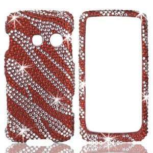 LG Rumor Touch LN510 Red Silver Zebra Full Diamond Bling 
