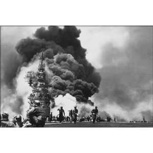  USS Bunker Hill Hit by Two Kamikazes, Battle of Okinawa 