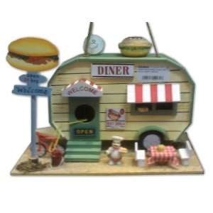  HDIUK The Burger Bar Diner Bird house. Wooden bird table 