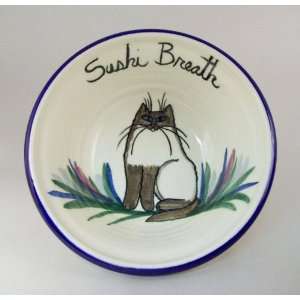  Sushi Breath Cat Bowl or Plate by Moonfire Pottery 
