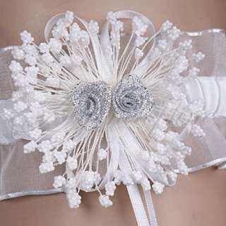 White Dress Bridal Flower Wedding party Toss Garter  