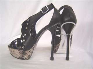 New BEBE Brielle Black Brown LEATHER Strappy 5 6 7 8 9 10  