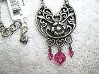 NWT BRIGHTON SILVER PORCELAINE w/PINK CRYSTALS NECKLACE