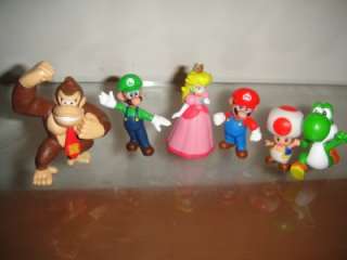 Super Mario Bros Figures Mario Luigi Princess Peach Yoshi Toad 