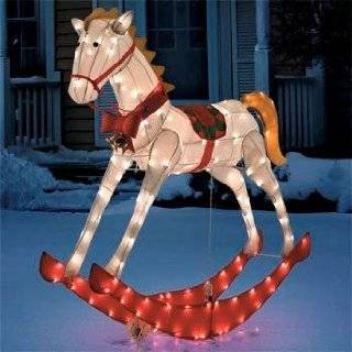 52 Lighted and Animated Glistening Rocking Horse Christmas Yard Art 
