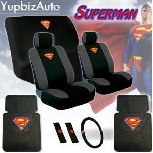  New Superman Car Seat Covers Set with Heavy Duty Rubber 