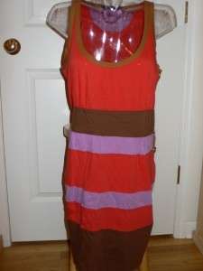 Marc Jacobs Brown Purple Red Striped Summer Dress NWT L  