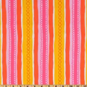  44 Wide Sunny Daze Stripes Orange Fabric By The Yard 