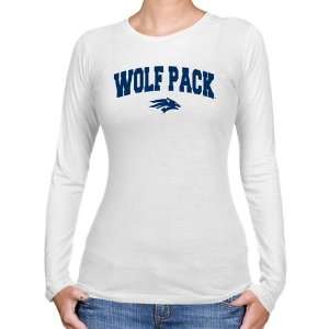 Nevada Wolf Pack Ladies White Logo Arch Long Sleeve Slim 