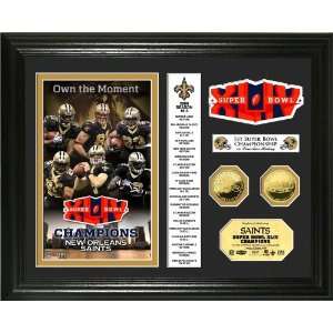 New Orleans Saints Super Bowl XLIV Champs 24KT Gold Coin Banner Photo 