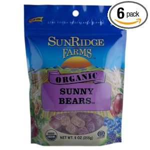 Sunridge Farms Organic Sunny Bears, Vegetarian, 9 Ounce Bags (Pack of 