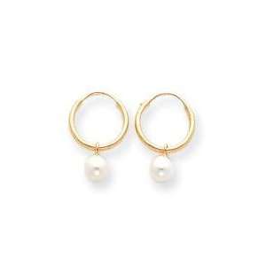 Endless Hoops With Cultured Pearl Enhancer Earrings in 14k Yellow Gold