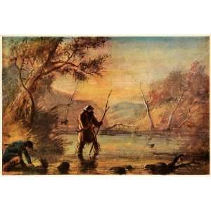   Hunting Beaver Alfred Miller River Trap Art   Original Color Print
