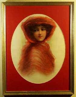 James R. Bryson Woman in Red Lithogaph Framed  