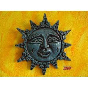 Sun Mexican Ceramic [Malaquita] Medium Size 12 Plaque Folk Wall Art 