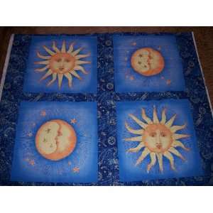  Sun Moon Stars Glitter Pillow Panel Fabric   Sold By the 