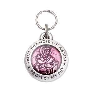  Pet ID Tag Saint Francis of Assisi   Pink