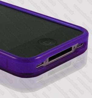 NEW iPhone 4 4G Case Purple Soft Gel Silicone Cover and Screen 