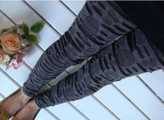 Womens Girls Punk Leggings Trousers Pants With Hole Cotton+Imitation 