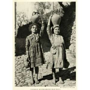  1923 Print Calabrian Water Vase Carriers Children Paola 
