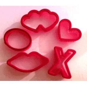  5 Pcs Valentine Cookie Cutters Lips, Yes, No, Heart, 2 