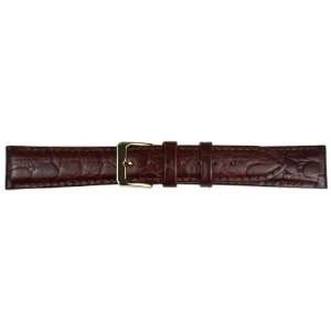   Mens 17mm Brown Crocodile Grain Calfskin Leather Watch Strap Jewelry
